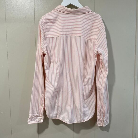 Abercrombie & Fitch Pink White Striped Button Down Shirt Women’s Medium - Picture 2 of 9